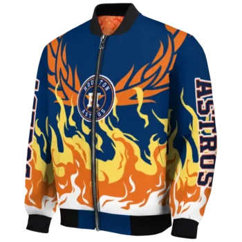 customized houston astros winged blaze blue white bomber jacket best selling