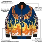 customized houston astros winged blaze blue white bomber jacket best selling