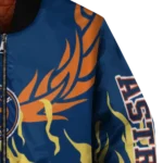customized houston astros winged blaze blue white bomber jacket best selling