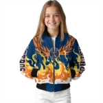 customized houston astros winged blaze blue white bomber jacket best selling