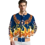 customized houston astros winged blaze blue white varsity jacket best selling