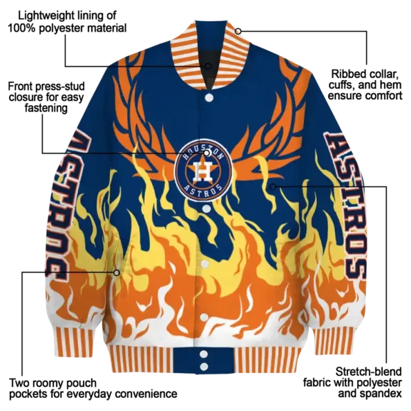 customized houston astros winged blaze blue white varsity jacket new arrival