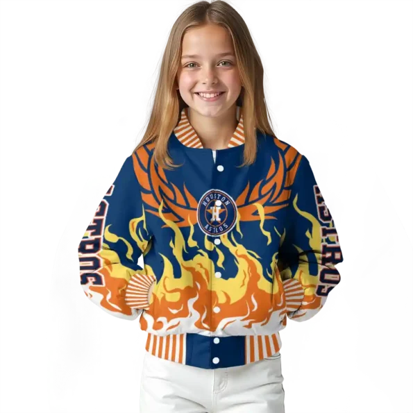 customized houston astros winged blaze blue white varsity jacket top rated
