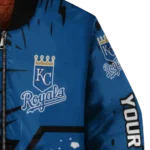 customized kansas city royals hexagon cluster royal blue black bomber jacket best selling