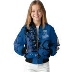 customized kansas city royals hexagon cluster royal blue black bomber jacket best selling