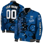 customized kansas city royals hexagon cluster royal blue black varsity jacket best selling