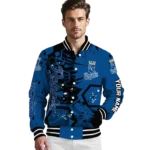 customized kansas city royals hexagon cluster royal blue black varsity jacket best selling