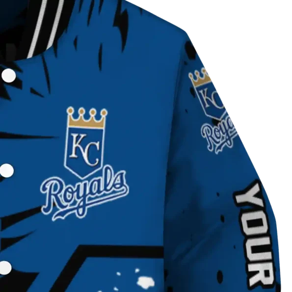 customized kansas city royals hexagon cluster royal blue black varsity jacket premium grade