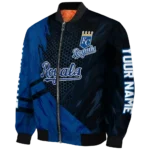 customized kansas city royals hexagon mesh royal blue black bomber jacket best selling
