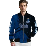 customized kansas city royals hexagon mesh royal blue black bomber jacket best selling