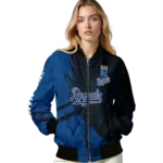 customized kansas city royals hexagon mesh royal blue black bomber jacket best selling