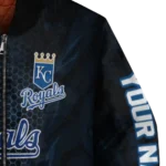 customized kansas city royals hexagon mesh royal blue black bomber jacket best selling