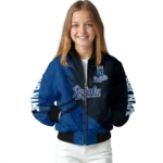 customized kansas city royals hexagon mesh royal blue black bomber jacket best selling