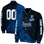 customized kansas city royals hexagon mesh royal blue black varsity jacket best selling