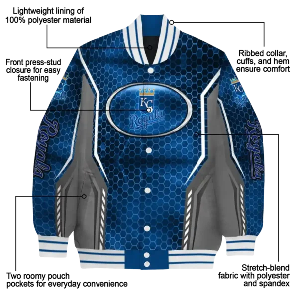 customized kansas city royals power plate royal blue varsity jacket new arrival