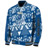 customized kansas city royals pyramid shapes royal blue varsity jacket best selling