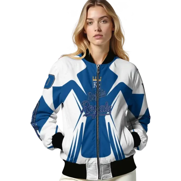 customized kansas city royals spider mark royal blue tan crocs bomber jacket latest model