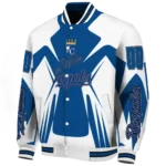 customized kansas city royals spider mark royal blue tan crocs varsity jacket best selling