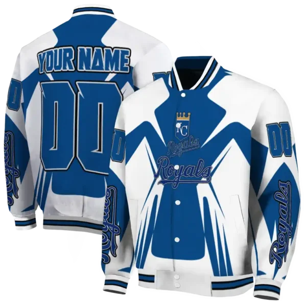 customized kansas city royals spider mark royal blue tan crocs varsity jacket fashion forward