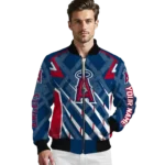 customized los angeles angels chevron angles blue bomber jacket best selling