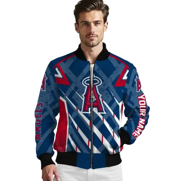 customized los angeles angels chevron angles blue bomber jacket high quality
