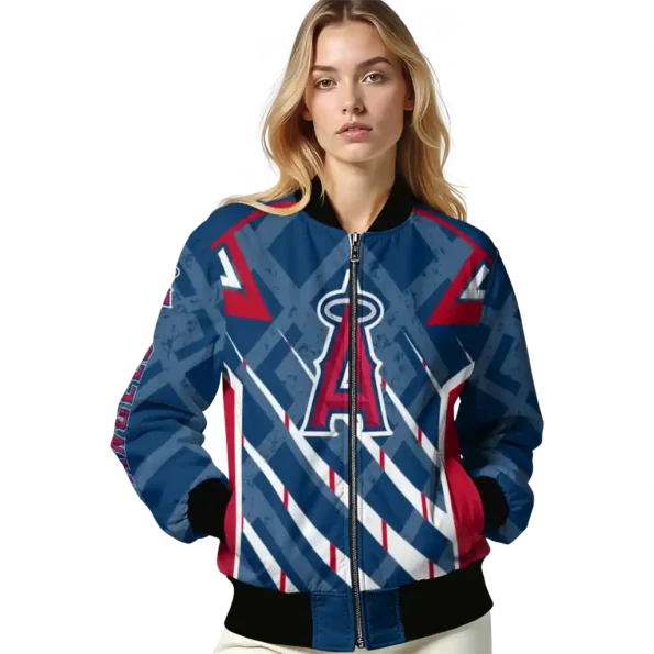 customized los angeles angels chevron angles blue bomber jacket latest model