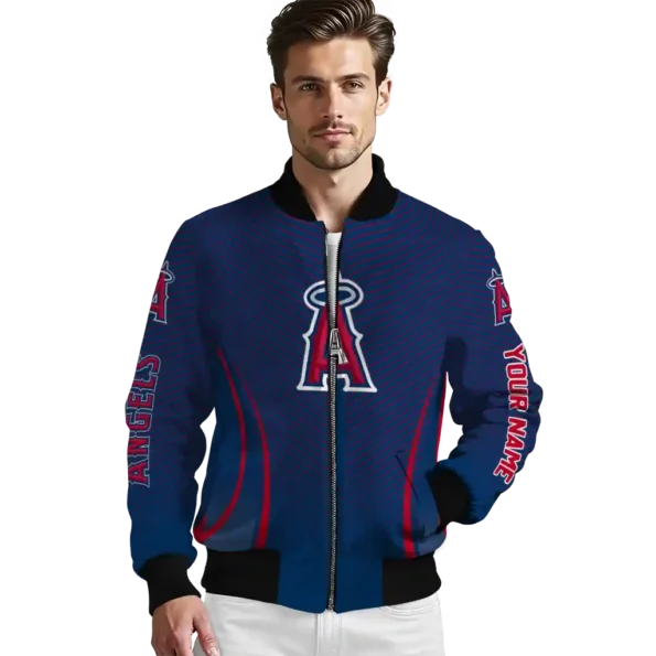 customized los angeles angels chevron arrow blue bomber jacket high quality