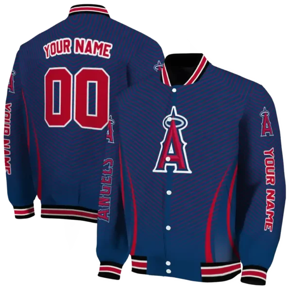 customized los angeles angels chevron arrow blue varsity jacket fashion forward