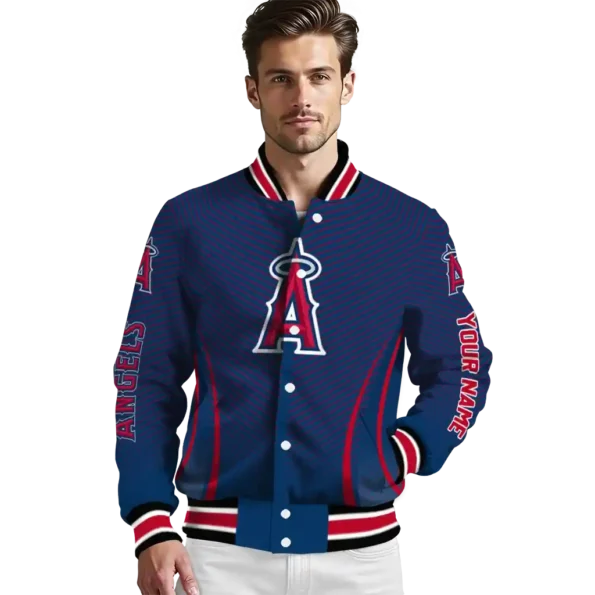 customized los angeles angels chevron arrow blue varsity jacket high quality