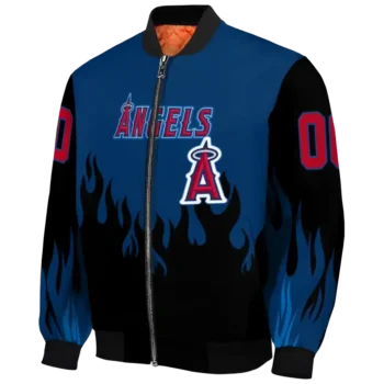 customized los angeles angels flame border blue black bomber jacket best selling