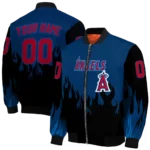customized los angeles angels flame border blue black bomber jacket best selling