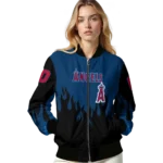 customized los angeles angels flame border blue black bomber jacket best selling