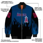 customized los angeles angels flame border blue black bomber jacket best selling