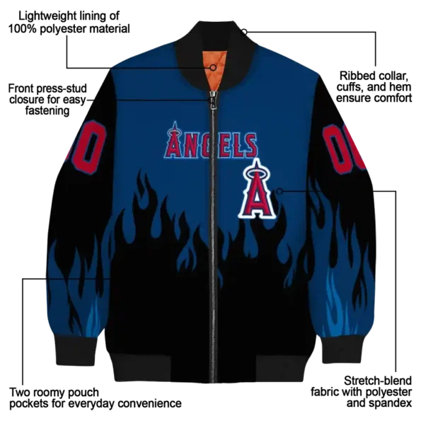 customized los angeles angels flame border blue black bomber jacket new arrival