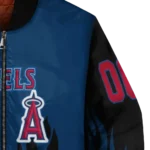 customized los angeles angels flame border blue black bomber jacket best selling