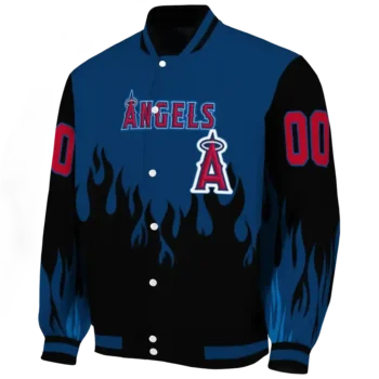 customized los angeles angels flame border blue black varsity jacket best selling