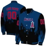 customized los angeles angels flame border blue black varsity jacket best selling