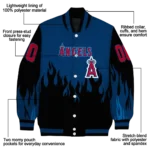 customized los angeles angels flame border blue black varsity jacket best selling