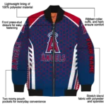 customized los angeles angels hexagon grid blue bomber jacket best selling