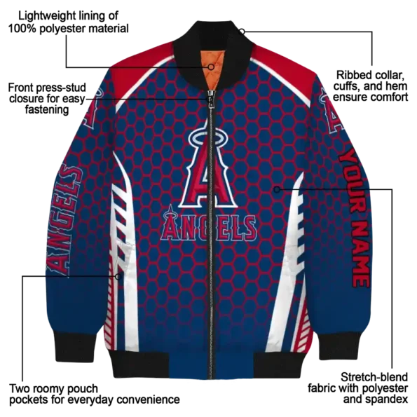 customized los angeles angels hexagon grid blue bomber jacket new arrival