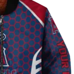 customized los angeles angels hexagon grid blue bomber jacket best selling