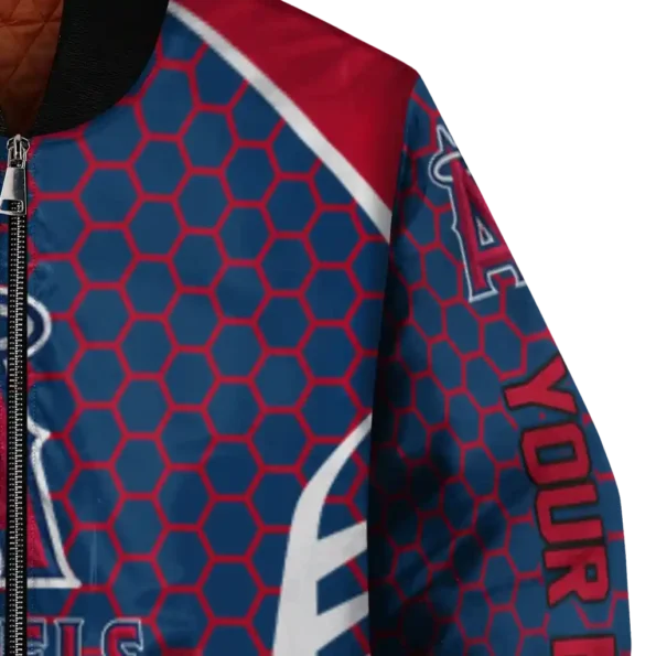 customized los angeles angels hexagon grid blue bomber jacket premium grade