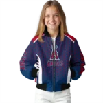 customized los angeles angels hexagon grid blue bomber jacket best selling