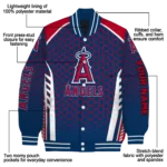 customized los angeles angels hexagon grid blue varsity jacket best selling