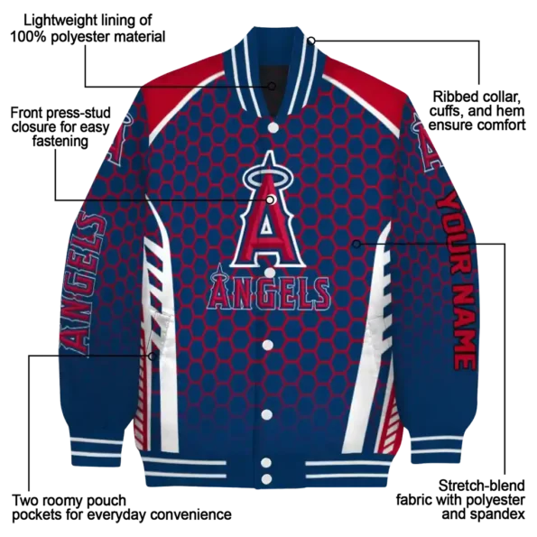 customized los angeles angels hexagon grid blue varsity jacket new arrival