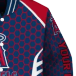 customized los angeles angels hexagon grid blue varsity jacket best selling