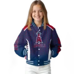 customized los angeles angels hexagon grid blue varsity jacket best selling