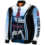 customized los angeles angels mesh effect blue black bomber jacket best selling