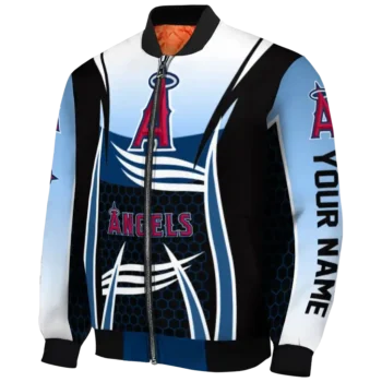 customized los angeles angels mesh effect blue black bomber jacket best selling
