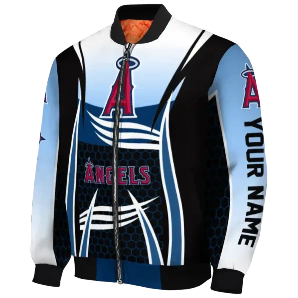 customized los angeles angels mesh effect blue black bomber jacket best selling